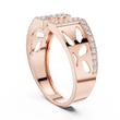 Round Cut Moissanite Diamond Men's Openwork Floating Bridge Gold Band - View 8