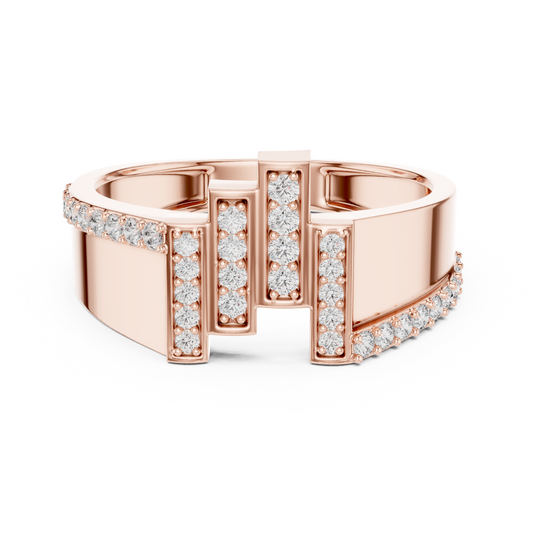 Round Cut Moissanite Diamond Men's Architectural Equalizer Pave Statement Ring - View 2