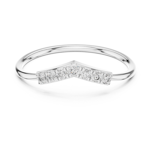 Minimalist Curve Round Moissanite Diamond Eternity Ring With Wedding Band - View 2