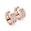 Triple Row Round Lab Diamond Hoop Earrings Everyday Statement Jewelry - View 5