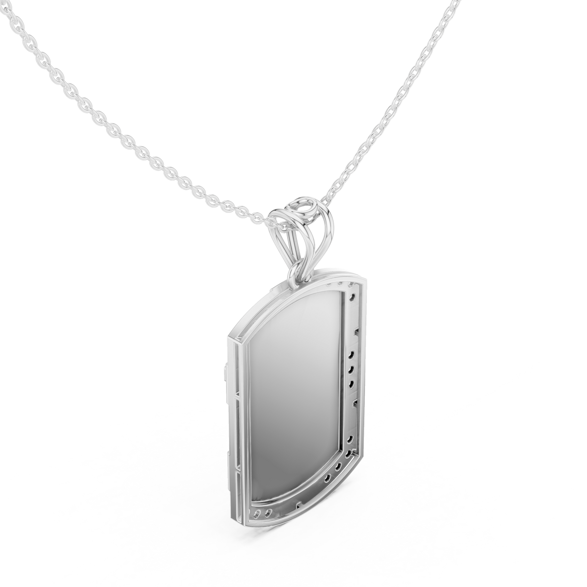 Round Moissanite Diamond Cross Tag Pendant with Enamel Border - View 9