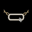 Openwork Pave Oval Link Off Center Cushion Moissanite Diamond Pendant