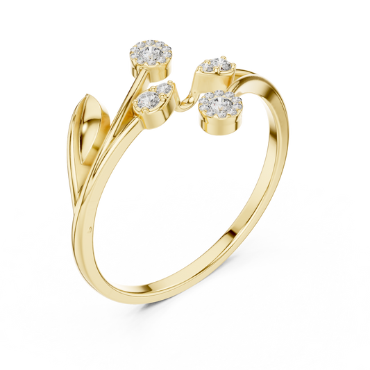 Nature-Inspired Moissanite Diamond Open Wrap Promise Ring - View 2