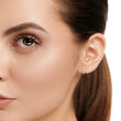 Sparkling Moissanite Diamond Studs Baguette and Round Diamond Curved Hoop Earrings - View 10