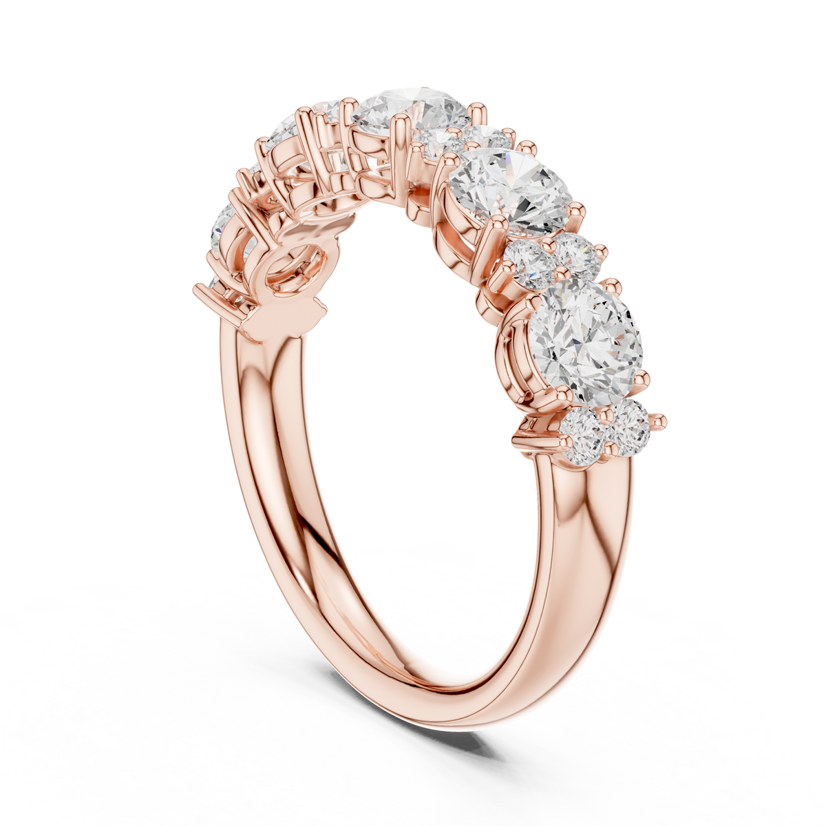 Timeless Round Lab Diamond Half Eternity Wedding Band - View 11