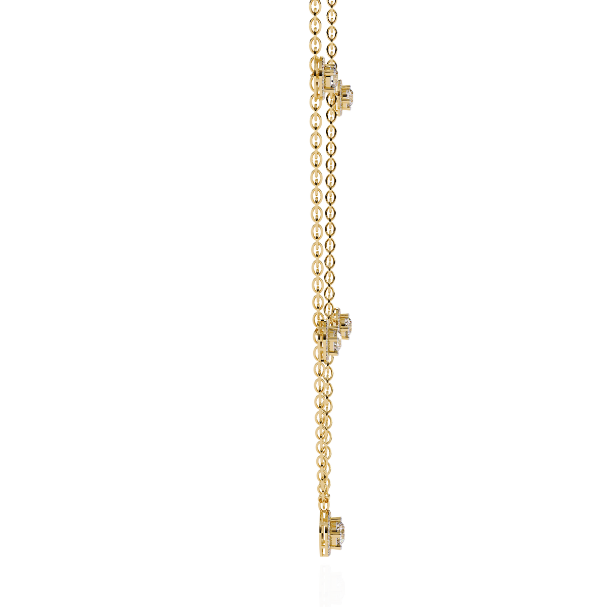 Round Cut Lab Grown Diamond Halo Station Necklace - View 7