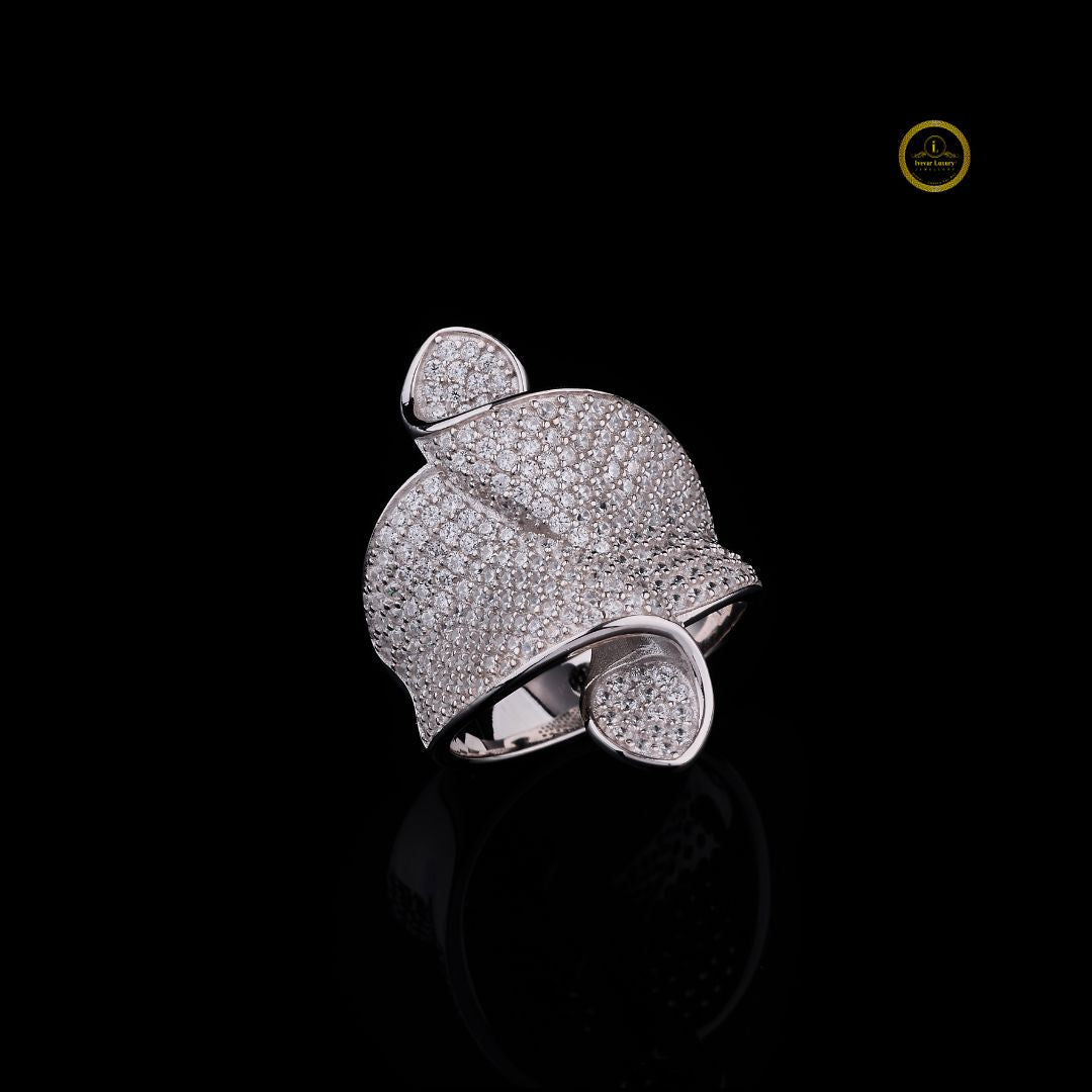 Round Cut Lab Grown Diamond Men's Organic Fluid Wave Full Pave Statement Band - View 4