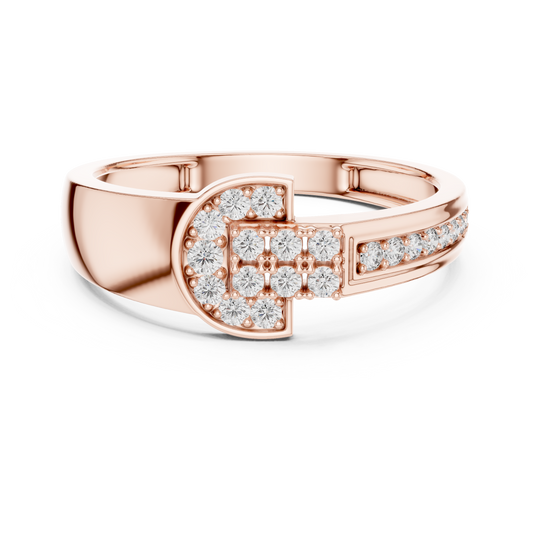 Round Moissanite Diamond Pave Statement Engagement Ring - View 2