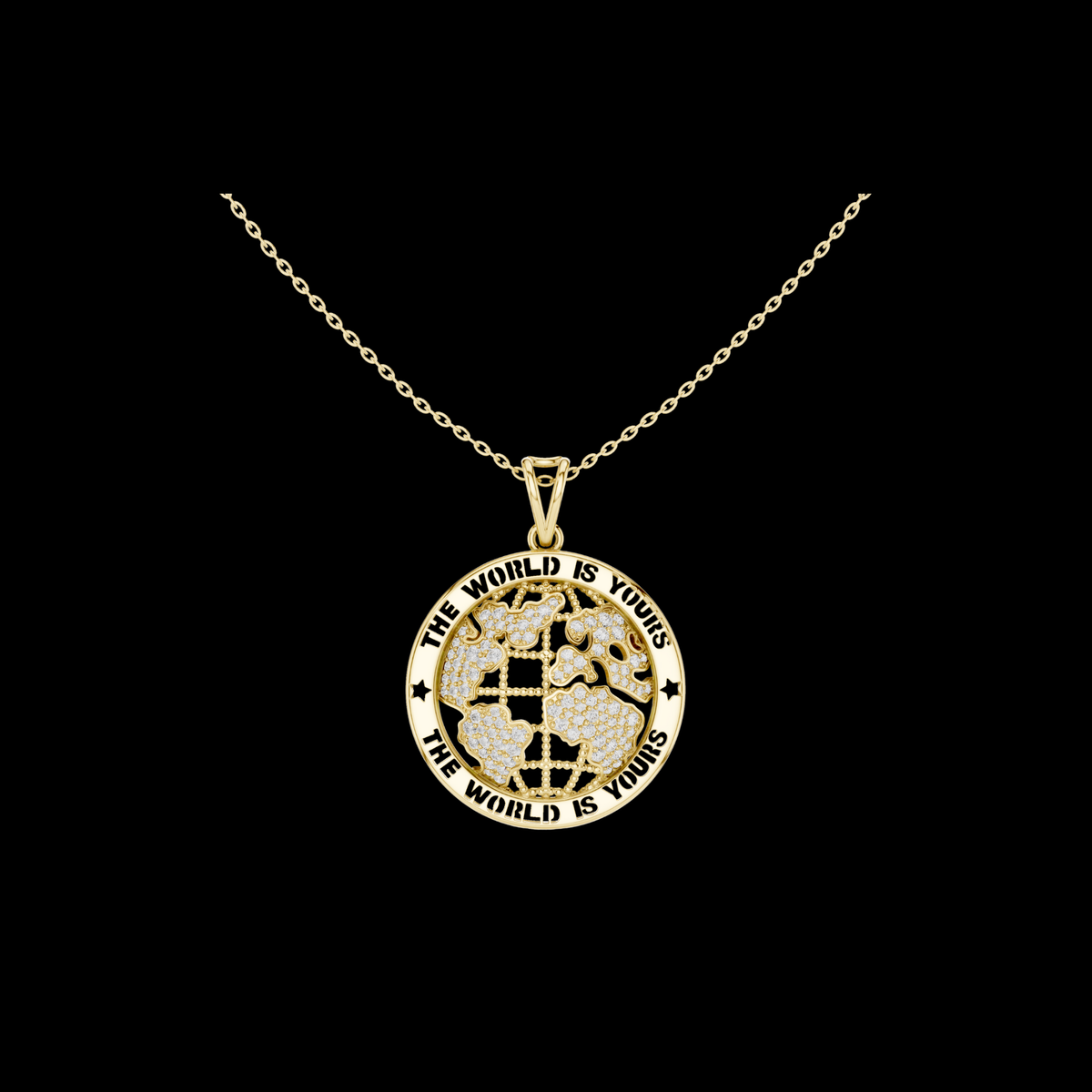 Inspirational Earth Motif Statement Charm Featuring Round Lab Grown Diamond