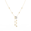 Round Moissanite Diamond Lariat Necklace with Bezel Station Drops - View 5