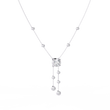 Round Moissanite Diamond Lariat Necklace with Bezel Station Drops - View 6