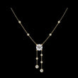 Round Moissanite Diamond Lariat Necklace with Bezel Station Drops