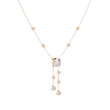 Round Moissanite Diamond Lariat Necklace with Bezel Station Drops - View 7