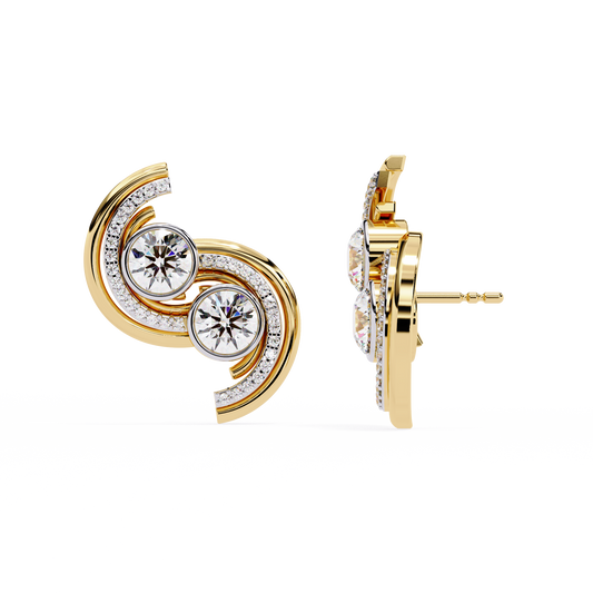 Sparkling Round Cut Lab Grown Diamond Stud Earrings Stackable & Trendy For Her - View 2