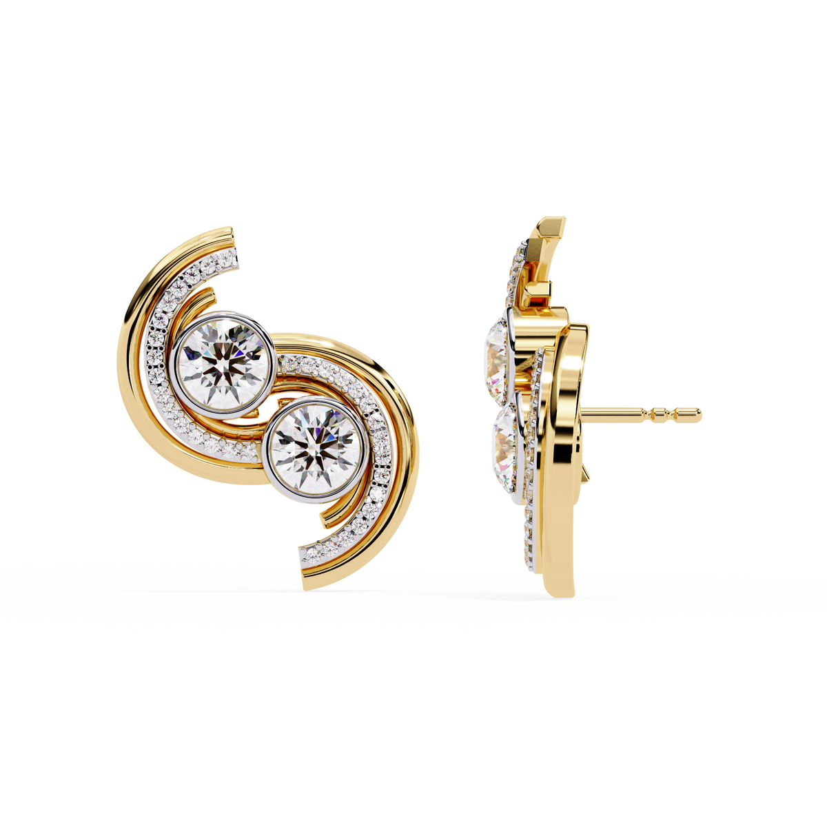 Sparkling Round Cut Moissanite Diamond Stud Earrings Stackable & Trendy For Her - View 2