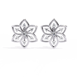 Lotus Lab Diamond Round Center Floral Stud Earrings with Round Side Stones - View 3