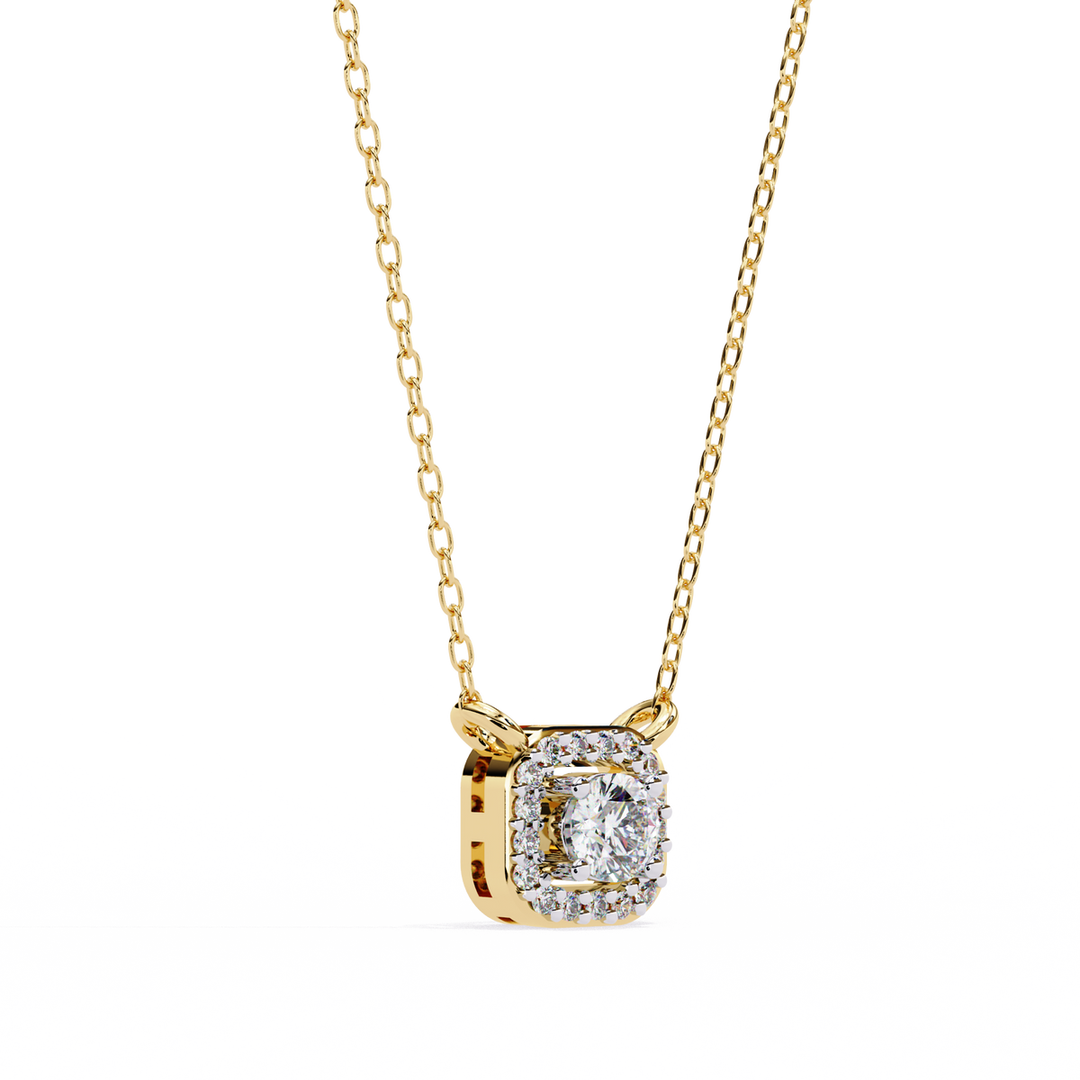 Square Rounded Silhouette Pendant with Round Lab Grown Diamond - View 7