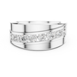 Round Cut Moissanite Diamond Men's Curved Swirl Channel Set Gold Band - View 3
