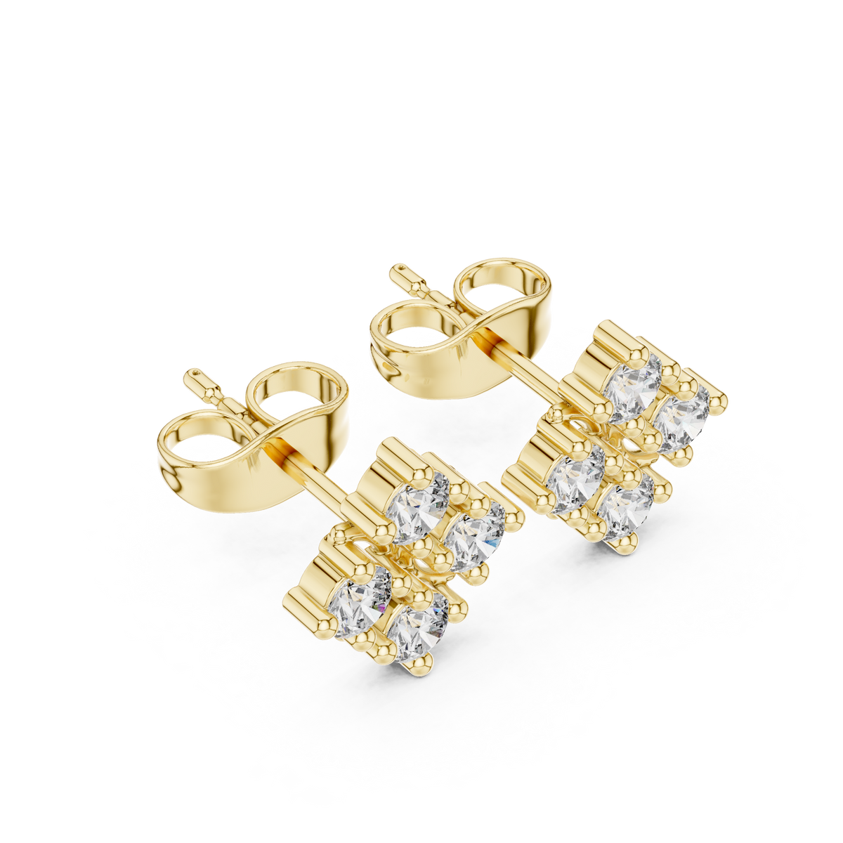 Floral Bloom Lab Diamond Stud Earrings with Round Brilliant Stones - View 4