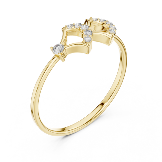 Geometric Open Double Chevron Lab Diamond Stackable Engagement Ring - View 2
