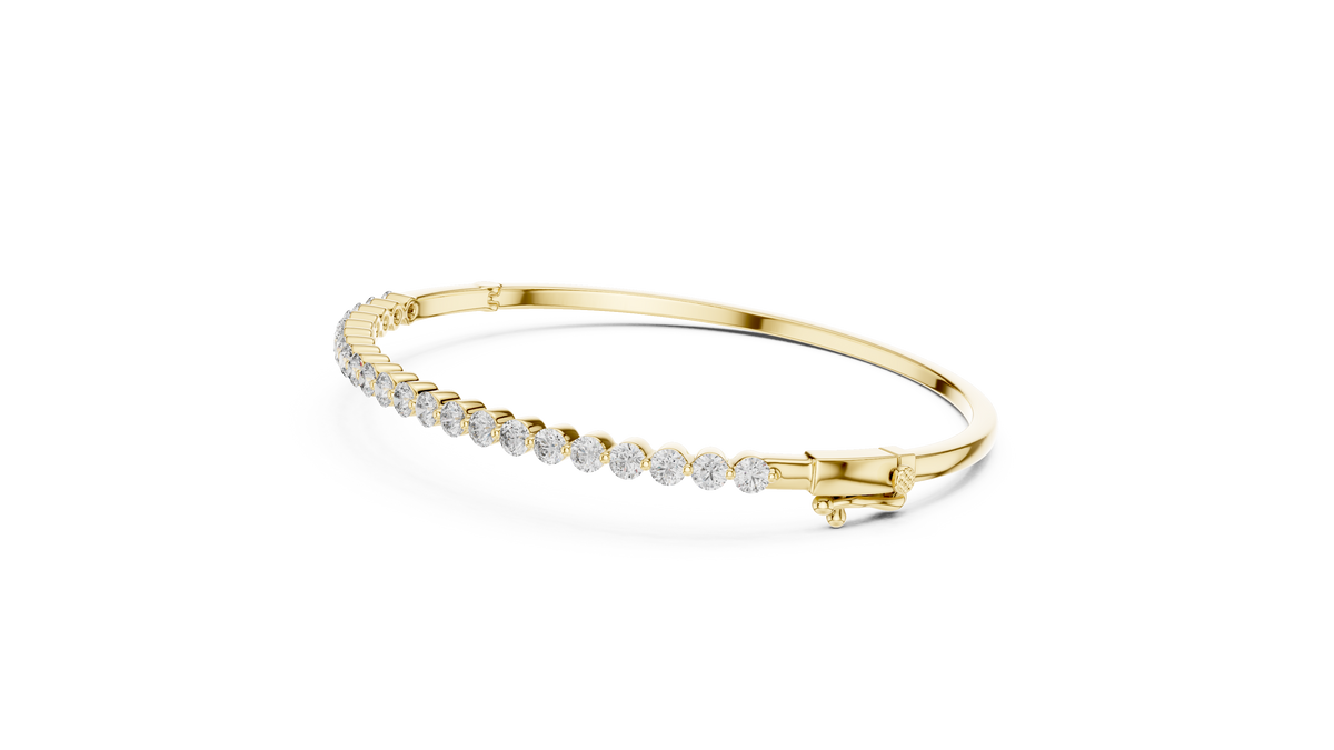Slim Round Lab Diamond Hinged Bangle Bracelet for Women - View 4