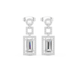 Art Deco Rectangular Halo Emerald Cut Lab Grown Diamond Chandelier Drop Earring - View 3