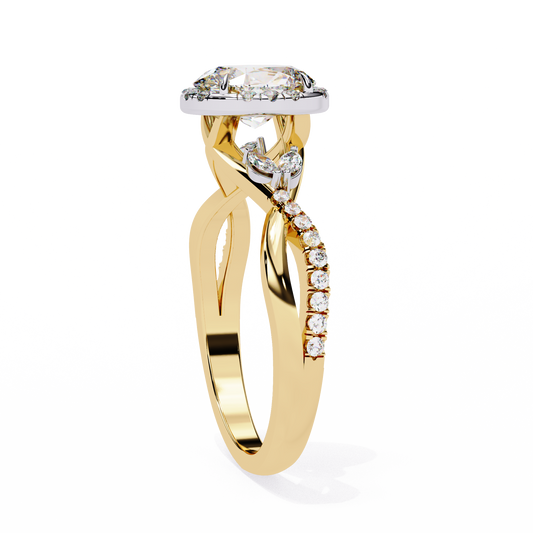 Oval Cut Lab Diamond Ring with Twisted Infinity Band - View 2
