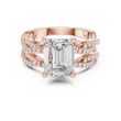 Emerald Cut Lab Grown Diamond Women's Crisscross Split Band Gold Ring - View 2
