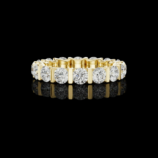 Round Brilliant Cut Moissanite Diamond U Prong Eternity Band Ring