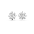 Floral Cross Round Lab Diamond Stud Earrings with Sculpted Petal Motif Cluster - View 3