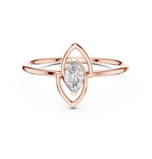 Minimalist Marquise Solitaire Lab Diamond Ring - View 2