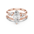 Marquise Cut Lab Diamond Women's Vintage Cluster Bridal Ring Set - View 2