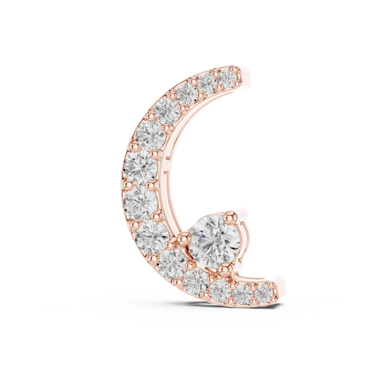 Crescent Moon Pendant with Pave Round Moissanite Diamond - View 2
