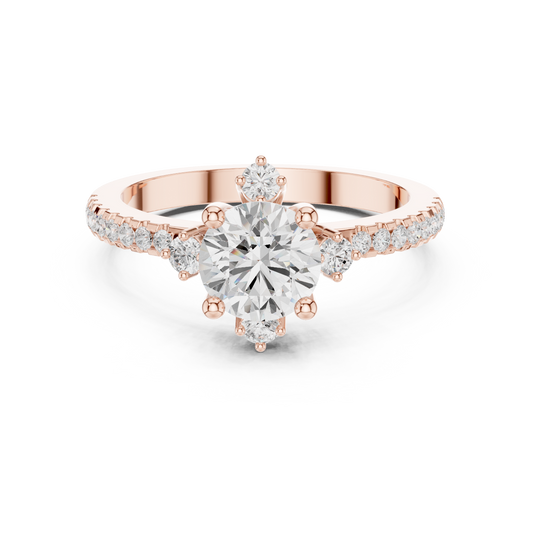 Round Solitaire Lab Grown Diamond Four Accent Diamonds Ring - View 2