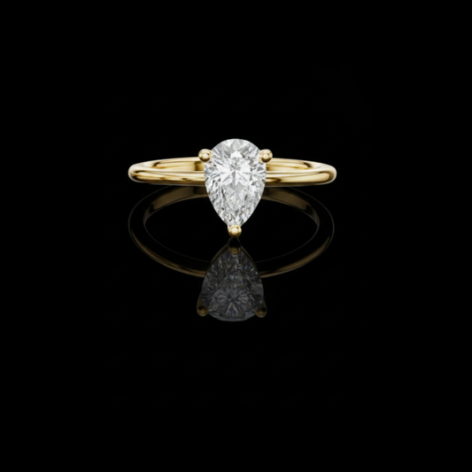 Timeless Pear Cut Lab Diamond Solitaire Ring For Modern Elegance